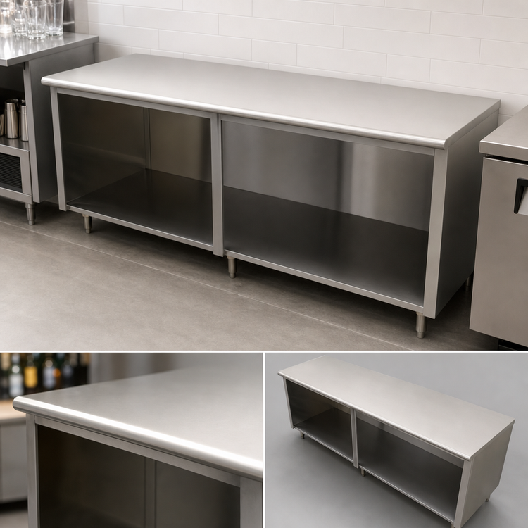 Product image #3 for Advance Tabco Special Value Economy 84" x 24" Flat Top Open Base Work Table, 16 Gauge 304 Stainless Steel