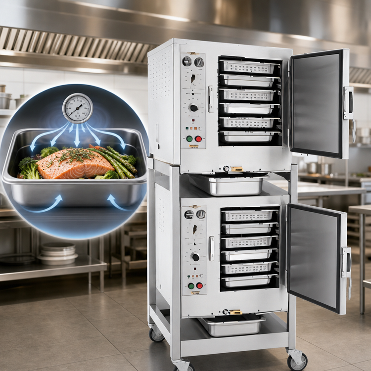Product image #4 for AccuTemp Steam'N'Hold Two-Cavity Connectionless Electric Vacuum Steamer with Stand and Casters, 480V