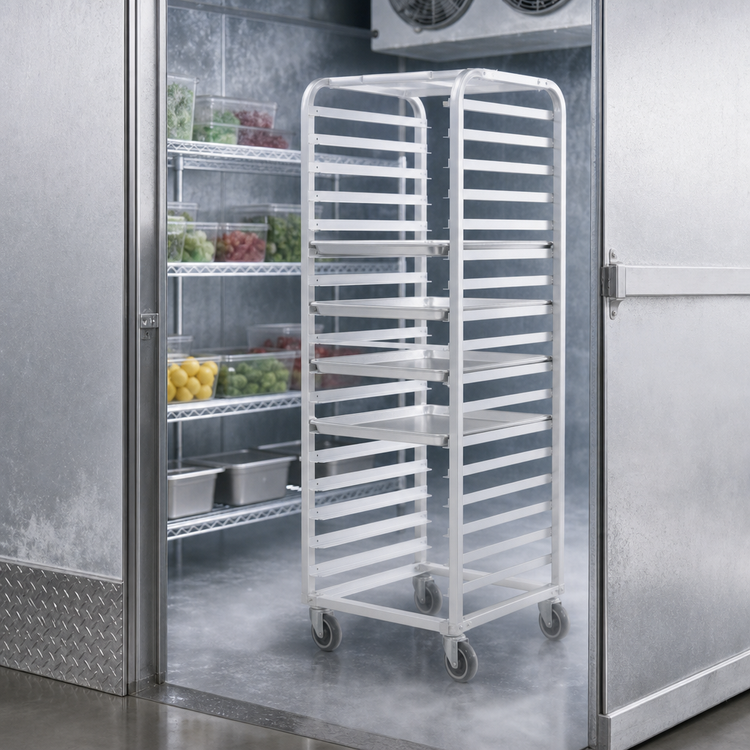 Product image #4 for Channel Manufacturing Walk-In Aluminum End-Load Bun Pan Rack, 18-Pan Capacity