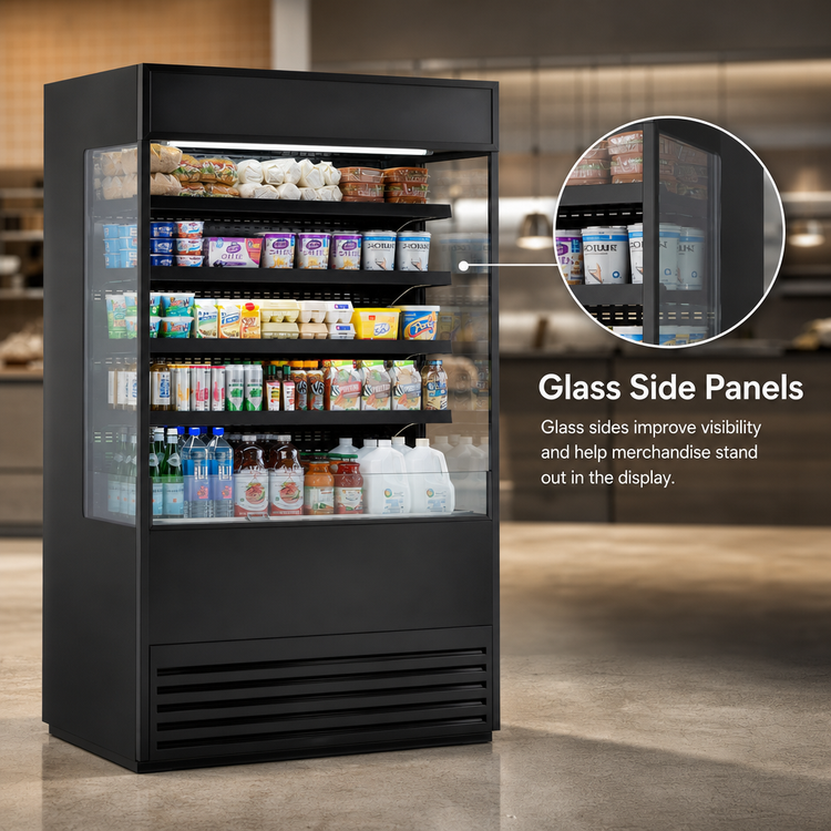 Product image #4 for True 48-Inch Vertical Air Curtain Refrigerated Merchandiser with Glass Sides and 4 Adjustable Shelves