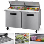 Thumbnail image #4 for Hoshizaki Steelheart SR60B-24M Two-Section 60-Inch Mega Top Refrigerated Prep Table, 24-Pan, Stainless Steel, Front-Breathing