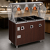 Thumbnail image #4 for Vollrath 2-Series Affordable Portable 3-Well Mobile Hot Food Station with Buffet Breath Guard and Cherry Woodgrain Enclosed Base