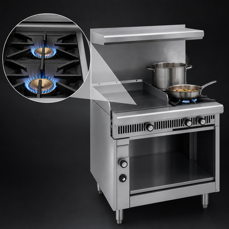 Product image #4 for Imperial Spec Series 36-Inch Gas Griddle and Open Burner Combination Range with Open Cabinet Base