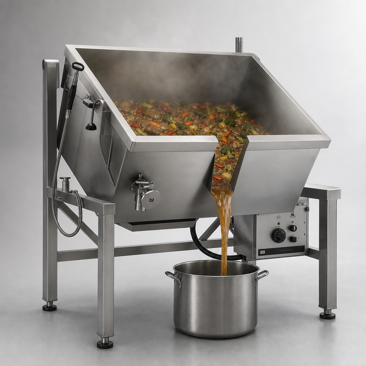 Product image #4 for Combi-Pan Stainless Steel Electric Tilting Skillet, 21.3-Gallon, Power Tilt, Open Frame Base
