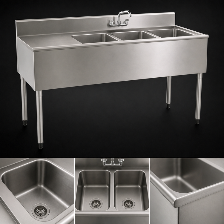 Product image #4 for Eagle Group 1800 Series Two-Compartment Underbar Sink Unit with Left Drainboard