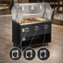 Thumbnail image #4 for Vollrath 2-Series Affordable Portable 3-Well Hot Food Station with Lighted Buffet Breath Guard and Open Storage Base