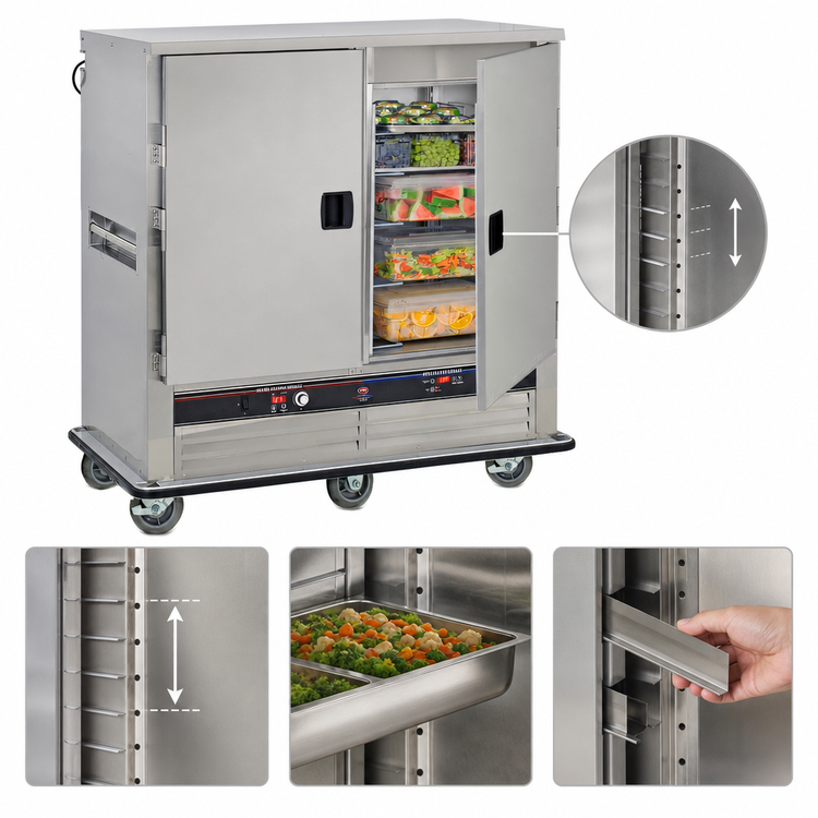 Product image #4 for FWE UHRS-7-7 Heated & Refrigerated 2-Section Transport Holding Cabinet, 62 Inch Wide