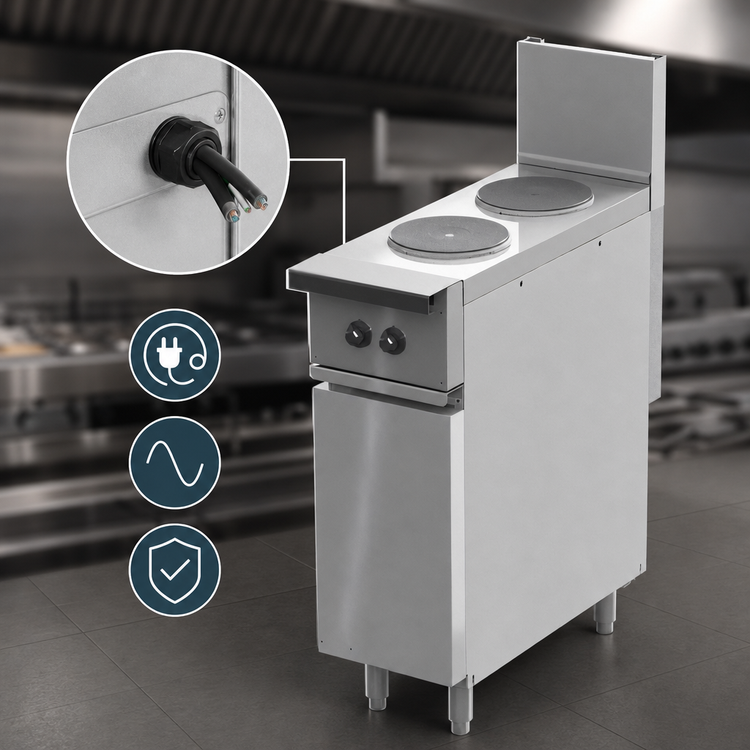 Product image #4 for Vulcan Expando 12-Inch Electric Restaurant Range with Thermostatic Hot Top, Enclosed Base, and 480V Single-Phase Power
