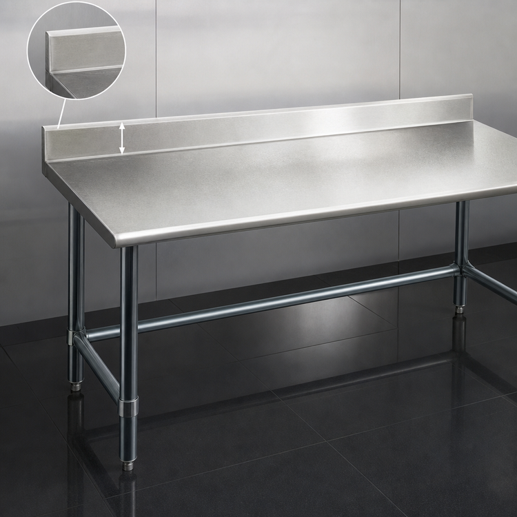 Product image #4 for Eagle Deluxe Series 108 x 36-Inch 300 Series Stainless Steel Work Table with 4-1/2-Inch Backsplash and Galvanized Tubular Base
