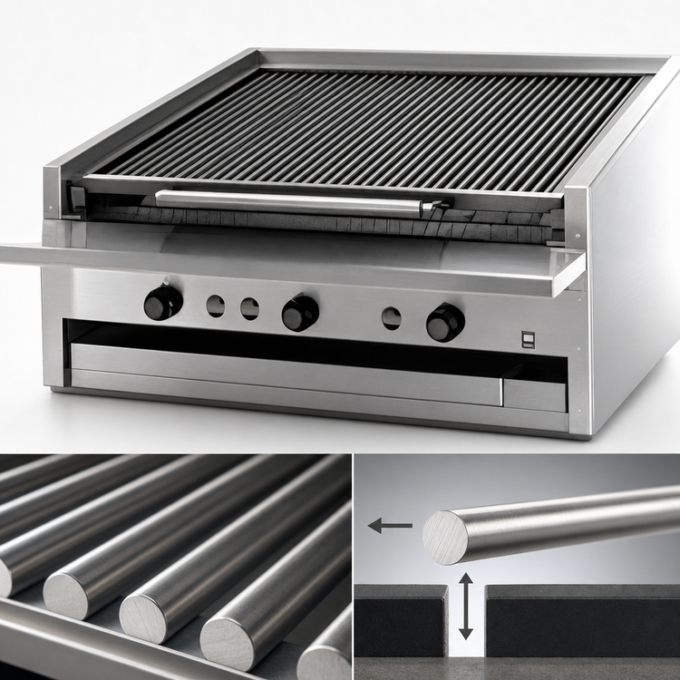 Product image #4 for MagiKitch'n 48-Inch Low Profile Countertop Gas Charbroiler with Ceramic Coal Grate and 6-Inch Service Shelf
