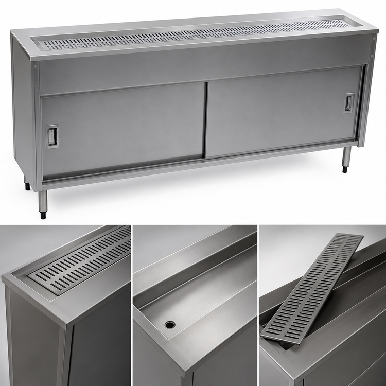 Product image #4 for Spec-Master US5CB 79-Inch Enclosed Base Stainless Steel Urn Stand with Sliding Doors and Drip Trough