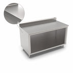 Thumbnail image #4 for John Boos 4CO6R5-3084 Open-Front Stainless Steel Cabinet Base Work Table, 84 x 30 in, 16-Gauge 300 Series Top, 5-Inch Backsplash