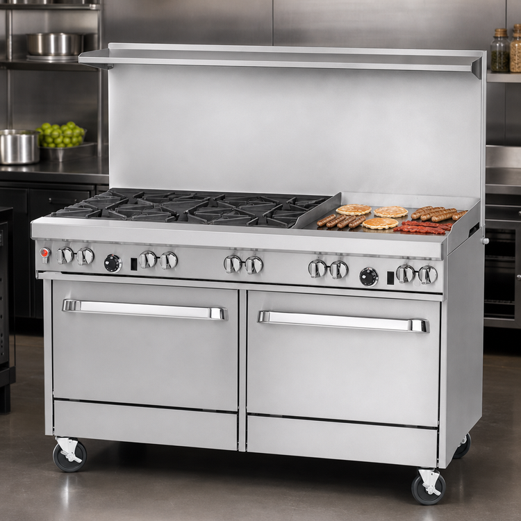 Product image #4 for Southbend Ultimate 60-Inch Gas Restaurant Range with 6 Non-Clog Burners, 24-Inch Griddle, and 2 Convection Ovens