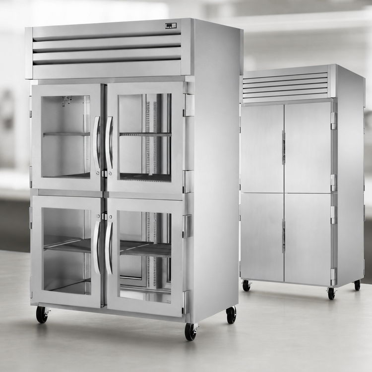 Product image #4 for True SPEC SERIES Two-Section Pass-Thru Refrigerator with 4 Glass Front Half Doors and 2 Stainless Rear Doors