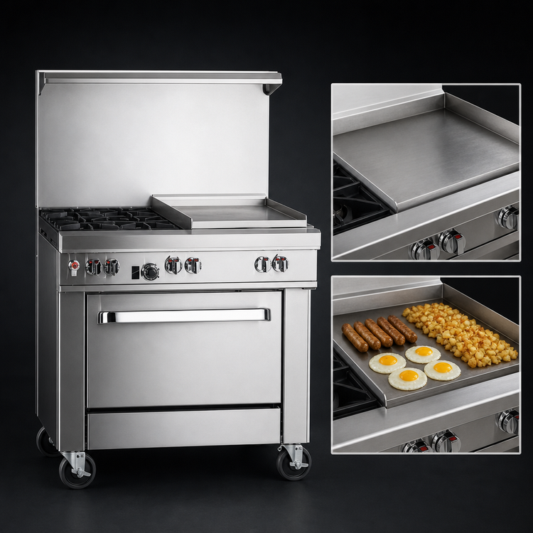 Product image #4 for Southbend Ultimate 36-Inch Gas Restaurant Range with 2 Non-Clog Burners, 24-Inch Griddle, and Convection Oven