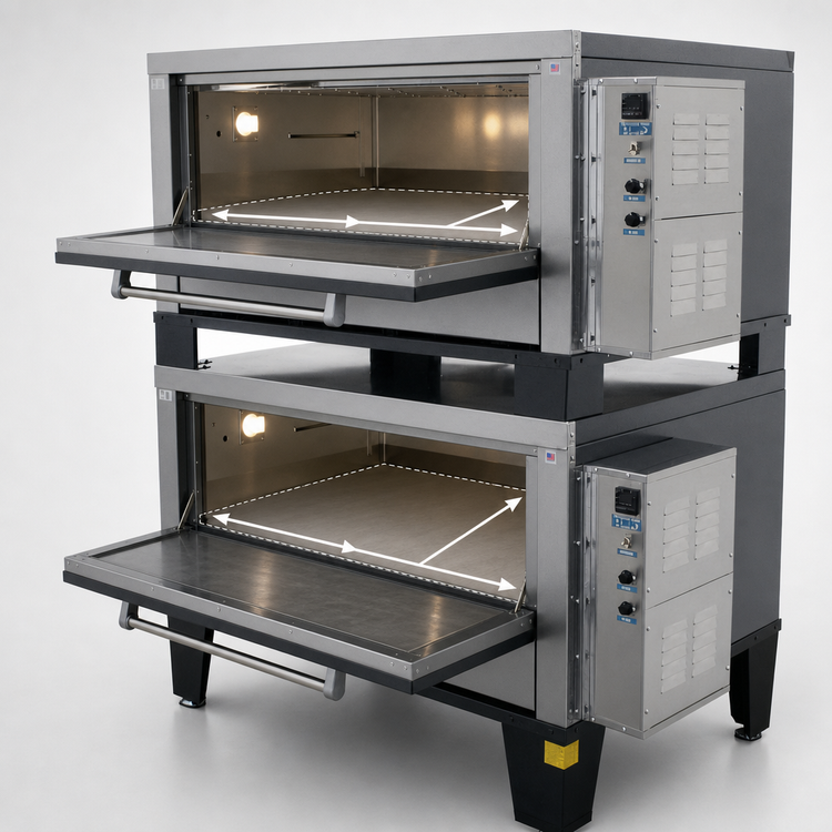 Product image #4 for Peerless Double-Stack Electric Deck Pizza Oven with 42 x 32-Inch Steel Deck Interior