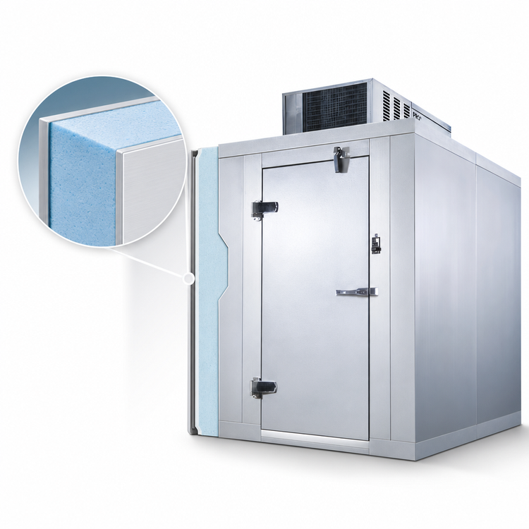 Product image #4 for AmeriKooler Quick Ship Indoor 6' x 8' Walk-In Cooler with Aluminum Floor and Top-Mount Self-Contained R-448A Refrigeration
