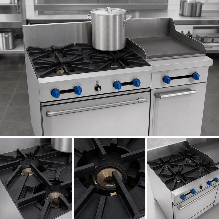 Product image #4 for Comstock-Castle 36-Inch Heavy Pot/Griddle Gas Range with Two Open Burners, 18-Inch Griddle, and Standard Oven