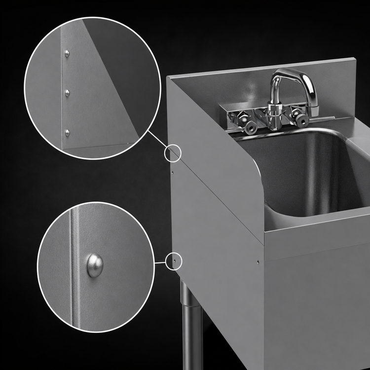 Product image #4 for Advance Tabco Left Riveted Side Splash for 18-Inch Deep Underbar Units
