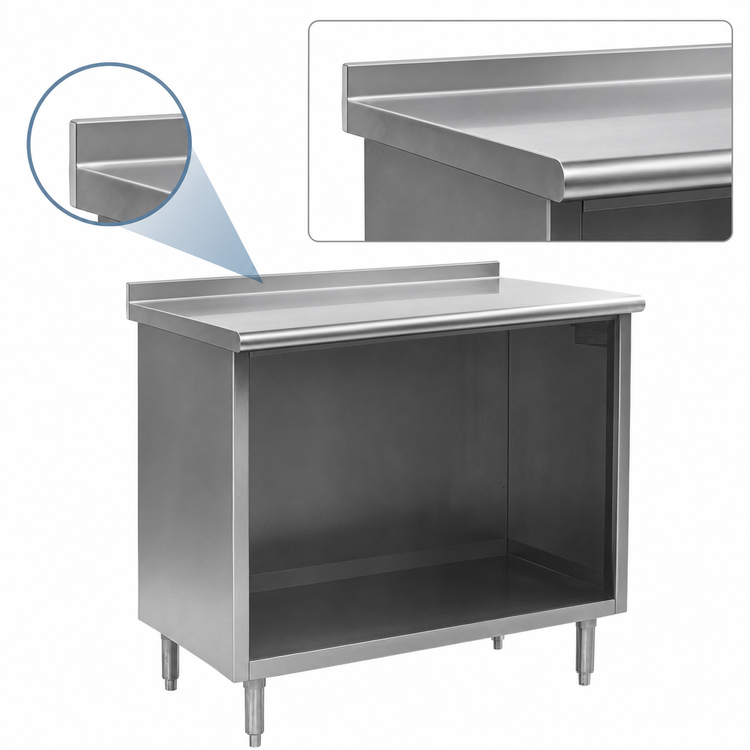 Product image #4 for Spec-Master 96 Inch x 30 Inch Underbar Work Table with Open Front Cabinet Base