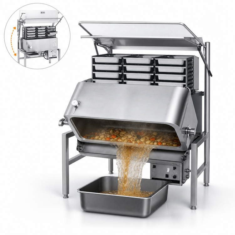Product image #4 for Legion Skittle Commercial Gas Multi-Function Cooker with 10° Tilt, 10.6-Gallon Kettle, 34,000 BTU