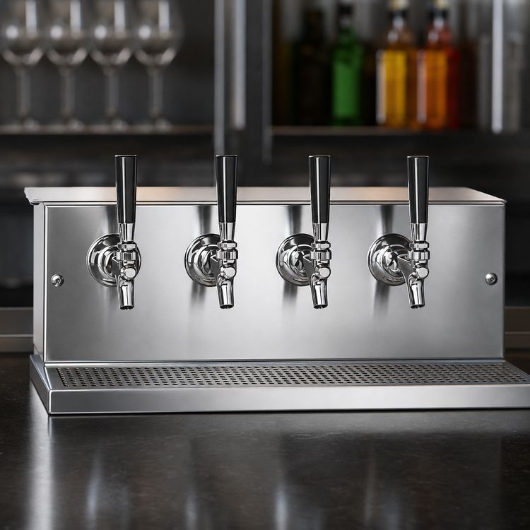 Product image #4 for Perlick 13-Inch 4-Faucet Space Saver Underbar Glycol-Cooled Draft Beer Dispenser with Bottom Lead