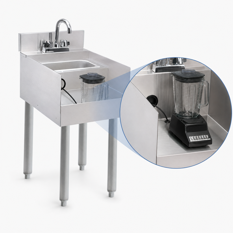 Product image #4 for Advance Tabco Special Value Series 18-Inch Freestanding Underbar Blender Station with Dump Sink and Splash Mount Faucet