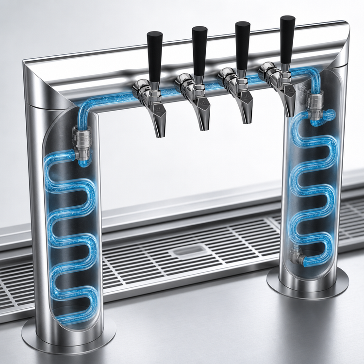 Product image #4 for Krowne 25-Inch Pass-Thru Glycol-Cooled Four-Faucet Beer Tower