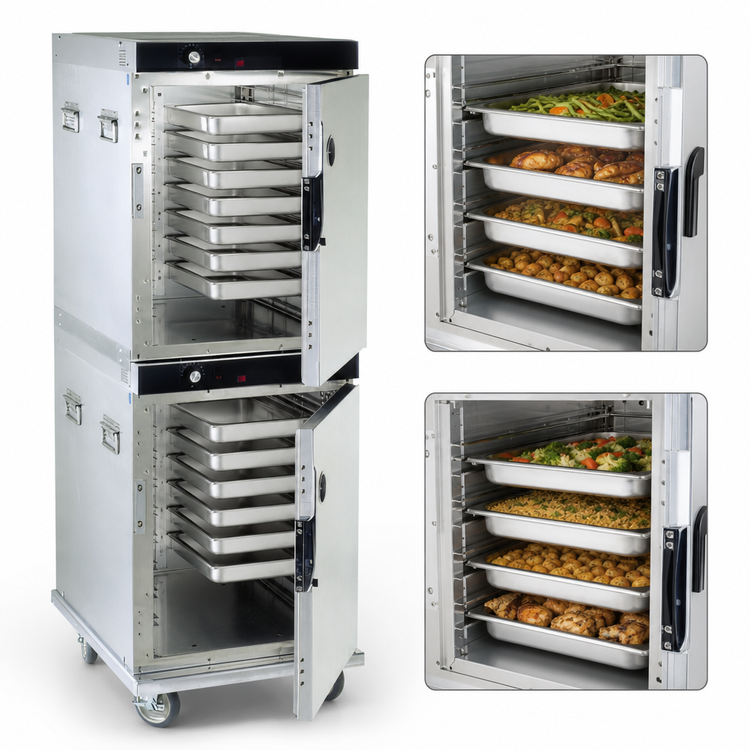 Product image #4 for Cres Cor Insulated Mobile Heated Holding Cabinet, 2-Compartment, Solid Split Dutch Doors, 16-Pan Capacity