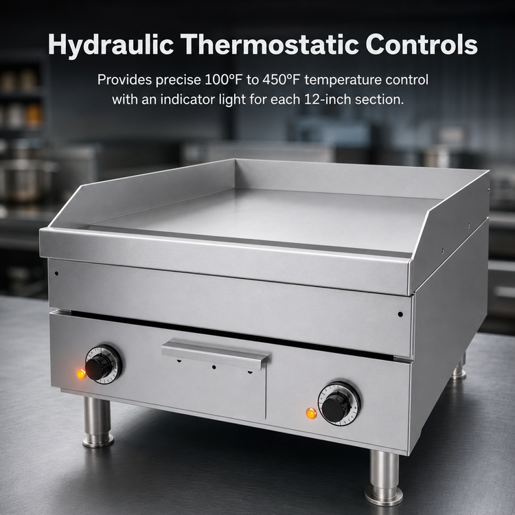 Product image #4 for Garland E24 Series Heavy-Duty 24-Inch Countertop Electric Griddle, 8.0 kW, Thermostatic Controls