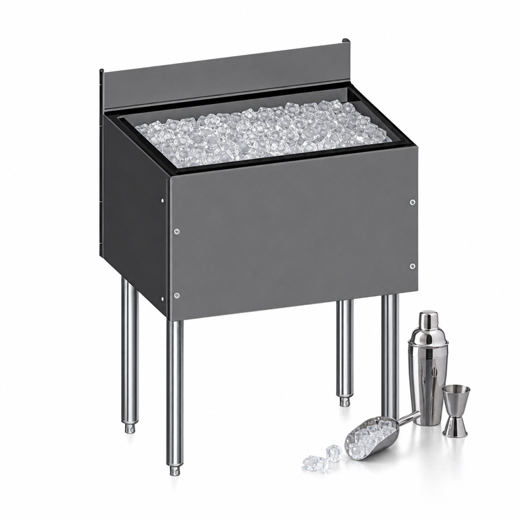 Product image #4 for CHOICE Extra Deep Stainless Steel Underbar Ice Bin with Built-In 10-Circuit Cold Plate, 30 Inch W x 19 Inch D, 116 lb. Capacity