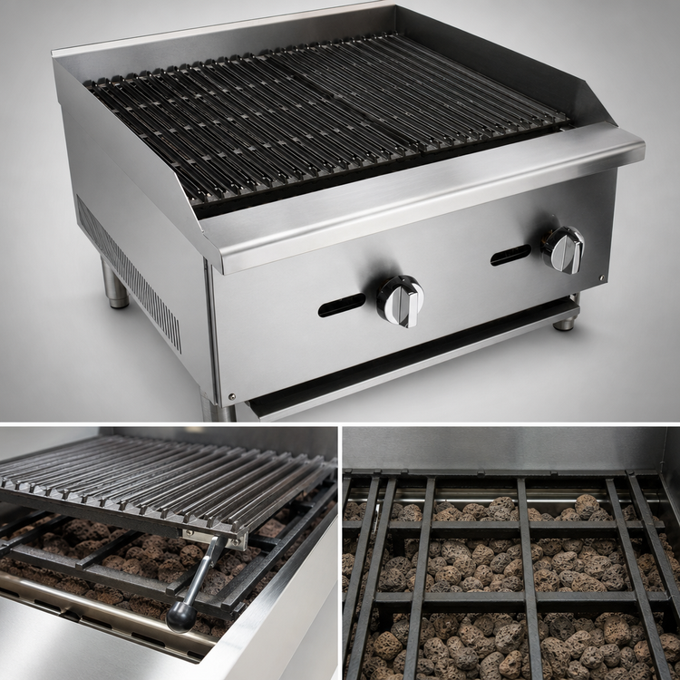 Product image #4 for Comstock-Castle 48-Inch Countertop Gas Lava Rock Charbroiler with Cast Iron Grates