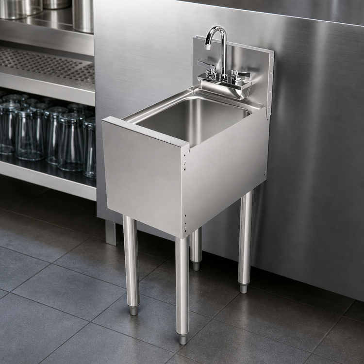 Product image #5 for Top Shelf TS Series Freestanding Underbar Wet Waste Sink Unit, 12-Inch Wide, Stainless Steel