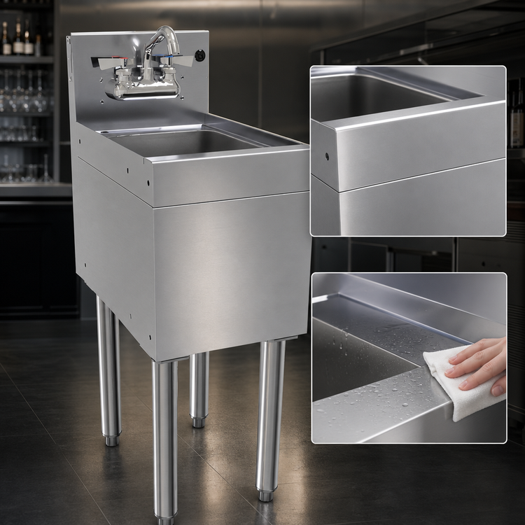Product image #4 for Stainless Steel Underbar Wet Waste Sink Unit with 9 1/4 x 11 1/2 x 6 Inch Bowl
