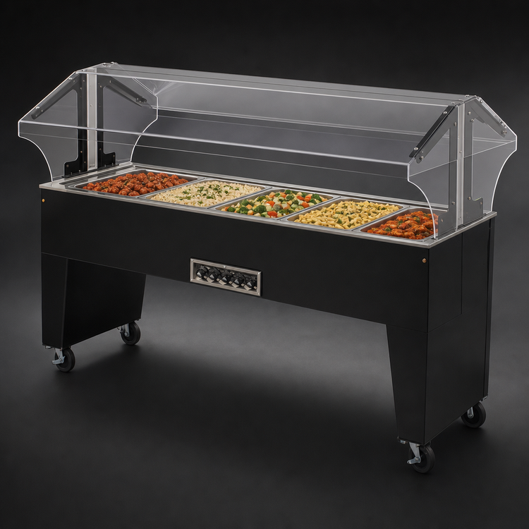 Product image #4 for Advance Tabco Triumph Supreme Portable 5-Well Electric Hot Food Buffet Table with Open Base, 208/240V, Stainless Steel Wells