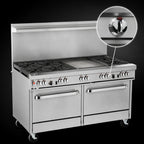 Thumbnail image #4 for Southbend (Middleby) Ultimate 4602DD-2T 60-Inch Gas Restaurant Range with 6 Open Burners, 24-Inch Thermostatic Griddle and 2 Standard Ovens