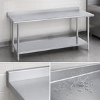 Thumbnail image #4 for Duke Manufacturing 416-24108-2R 108-Inch x 24-Inch Stainless Steel Work Table with 1-1/8-Inch Riser and Galvanized Undershelf