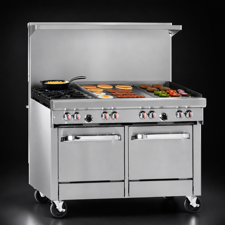 Product image #4 for Southbend S-Series 48-Inch Gas Restaurant Range with 2 Open Burners, 36-Inch Griddle, Convection Oven and Cabinet Base