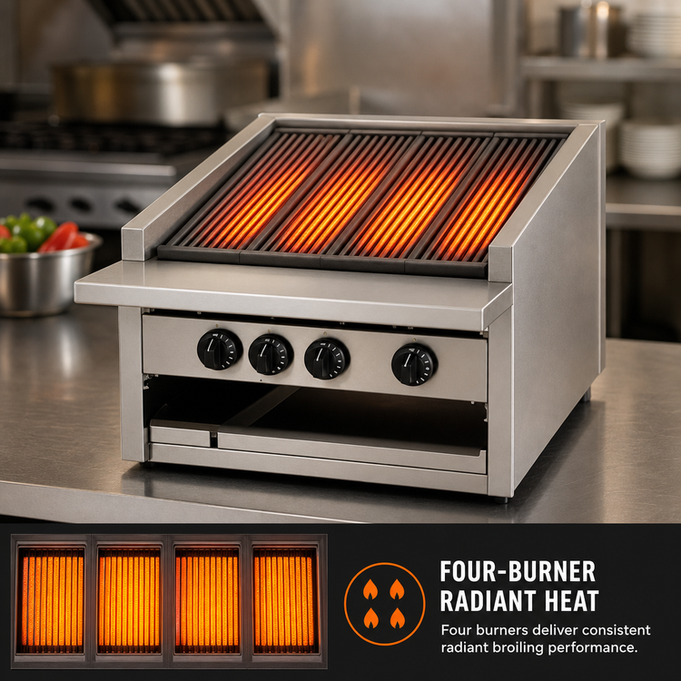 Product image #4 for Bakers Pride Dante Series L-24RS 24-Inch Low-Profile Countertop Radiant Gas Charbroiler