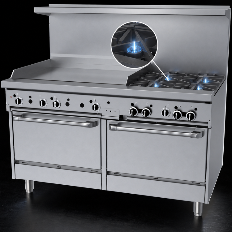 Product image #4 for Garland GFE Starfire Pro 60-Inch Gas Restaurant Range with 4 Open Burners, 36-Inch Griddle and 2 Standard Ovens