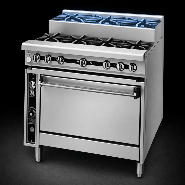 Product image #4 for Titan JTRHE-3-3-36C 36" Heavy Duty Gas Range with (3) Open Burners, (3) Step-Up Burners, and Convection Oven