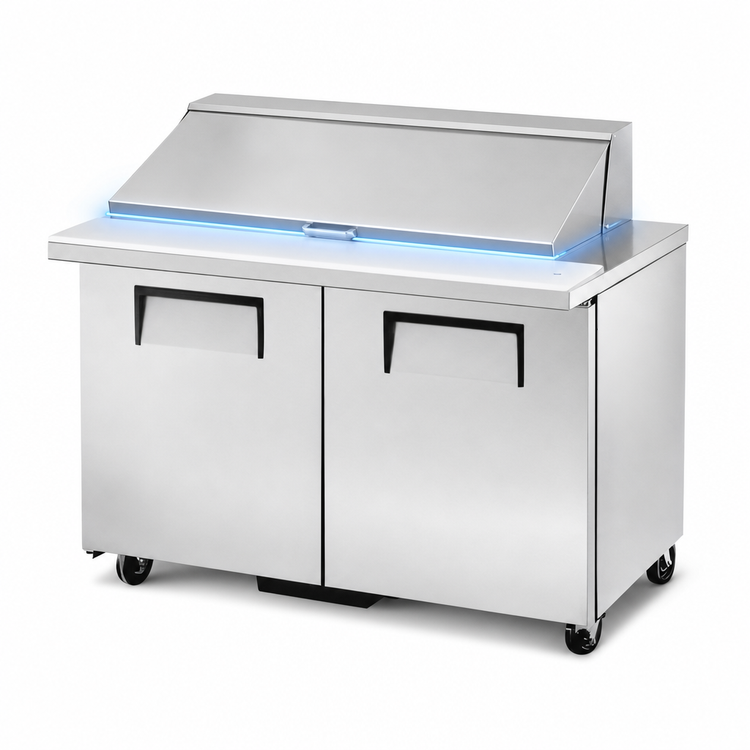 Product image #4 for True Mega Top 48-Inch 2-Section 2-Door Sandwich/Salad Prep Table with 12-Pan Top