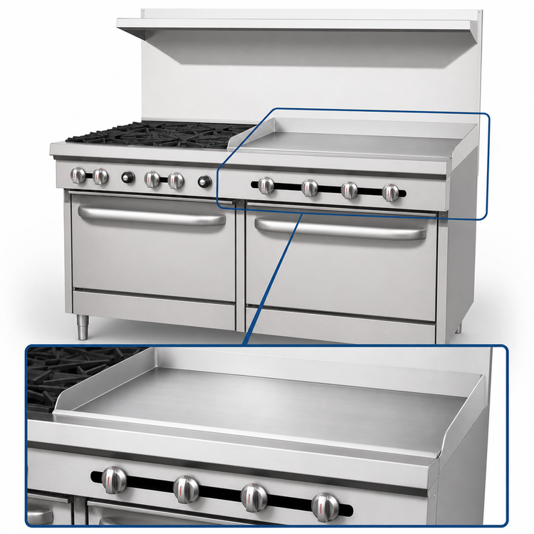 Product image #4 for Southbend S-Series 60-Inch Commercial Gas Restaurant Range with 6 Open Burners, 24-Inch Griddle, and 2 Standard Ovens