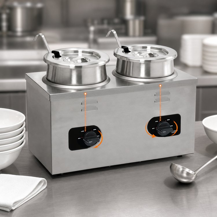 Product image #4 for Nemco 6120A-230 Twin-Well Wet Countertop Food Warmer, 2 x 4 Qt., 230V