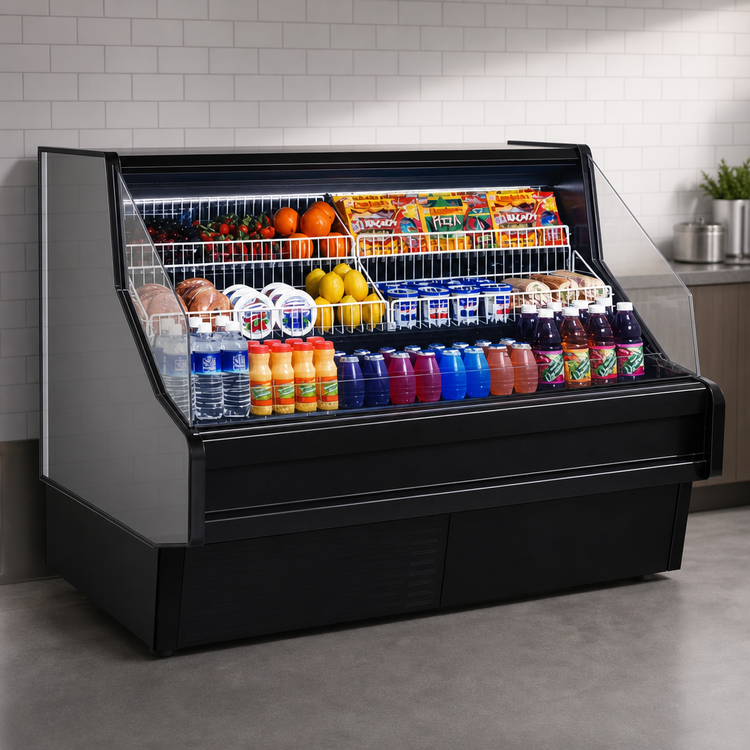 Product image #4 for Howard-McCray Ovation Series 51-Inch Black Self-Contained Open Merchandiser Refrigerator, 44-Inch High, Straight Plexi