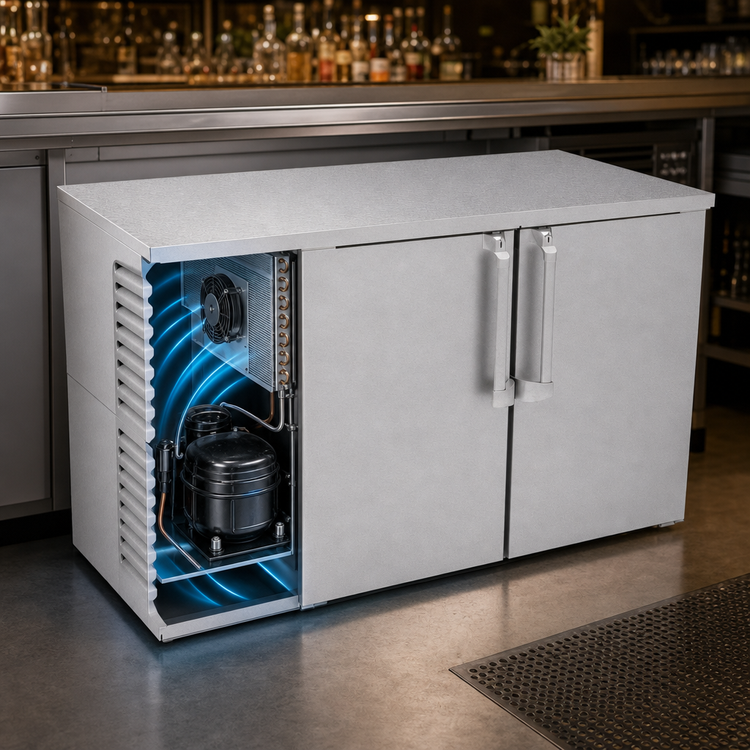 Product image #4 for 52-Inch Two-Section Narrow-Door Low-Profile Refrigerated Back Bar Storage Cabinet