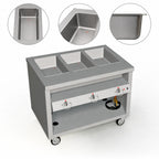 Thumbnail image #4 for Duke Manufacturing Thurmaduke TEHF-46PG 46-Inch Mobile Electric Hot Food Unit, 3 Sealed Wells, Stainless Steel Top