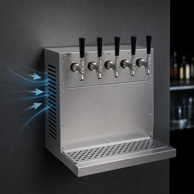 Product image #4 for Glastender WT-5-SS Wall Mount Air-Cooled Draft Dispensing Tower with 5 Stainless Steel Faucets