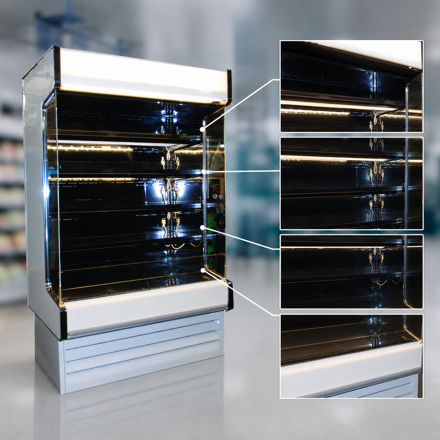 4 Rows of Lighted Shelves