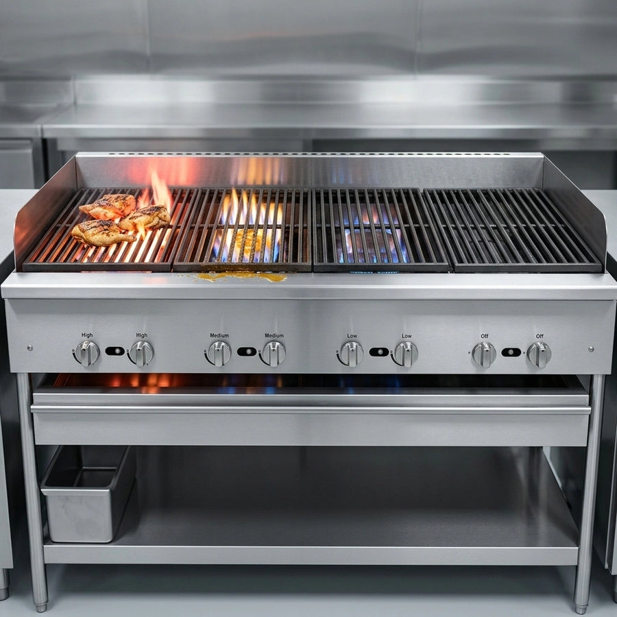 Precisely manage your cooking with individual burner control, allowing for versatile heat zones across the broiler surface.